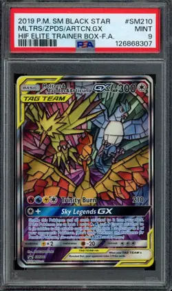 Pokemon Moltres & Zapdos & Articuno GX 2019 Hidden Fates ETB Promo #SM210 PSA 9 - Image 1