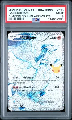 2021 POKEMON CELEBRATIONS CLASSIC COLLECTION 113 FULL ART RESHIRAM PSA 9 MINT - Image 1