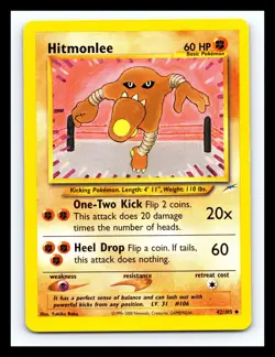 💥 Hitmonlee Pokemon 2002 TCG Card Neo Destiny 42/105 Regular WOTC Non Holo - Image 1