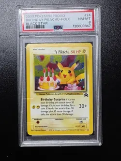 2000 Pokemon Game Black Star Promo Birthday Pikachu PSA 8 24 - Image 1