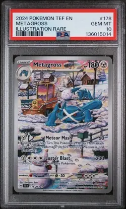 2024 Pokemon Tef En-Temporal Forces Illustration Rare Metagross #178 PSA 10 - Image 1