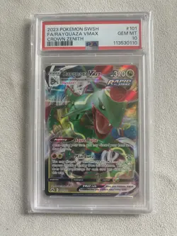 POKEMON SWORD & SHIELD CROWN ZENITH #101 FULL ART/RAYQUAZA VMAX PSA 10 New Cert - Image 1