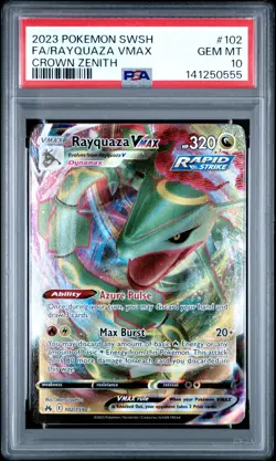 2023 POKEMON SWORD & SHIELD CROWN ZENITH #102 FULL ART/RAYQUAZA VMAX PSA 10 - Image 1