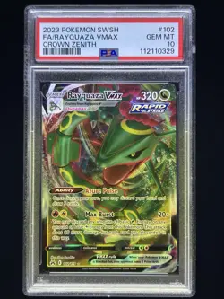 2023 POKEMON SWORD & SHIELD CROWN ZENITH #102 FULL ART/RAYQUAZA VMAX PSA 10 - Image 1