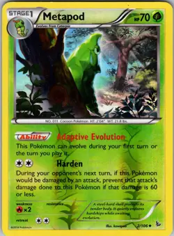 Metapod 2/106 XY - Flashfire Pokemon TCG LP-NM - Image 1