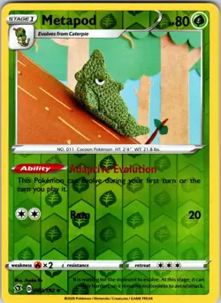 Metapod 002/192 SWSH02: Rebel Clash Pokemon NM Reverse Holo - Image 1