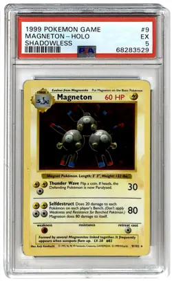 1999 Pokemon Game Holo Shadowless Magneton #9 PSA 5 ES6 - Image 1