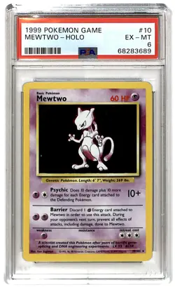 1999 Pokemon Game Holo Mewtwo #10 PSA 6 ES6-1 - Image 1