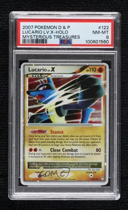 Lucario LvX Holo Pokemon Diamond & Pearl Mysterious Treasures PSA 8 2007 - Image 1