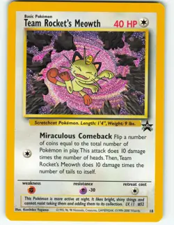 Team Rocket's Meowth - #18 WOTC Black Star Promo - Pokemon TCG - 2000 - Image 1