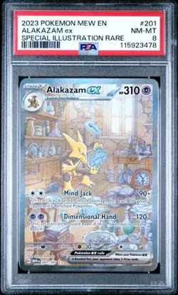 2023 POKEMON MEW EN-151 SPECIAL ILLUSTRATION RARE #201 ALAKAZAM EX PSA 8 - Image 1