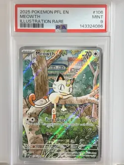 2025 POKEMON PFL EN-PHANTASMAL FLAMES ILLUSTRATION RARE #106 MEOWTH PSA 9 - Image 1