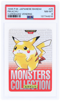 1996 Pokemon Japanese Bandai Carddass Vending Pikachu #25 PSA 8 - Image 1
