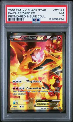 2016 POKEMON XY BLACK STAR PROMO RED & BLUE COLL FULL ART/CHARIZARD EX PSA 7 - Image 1