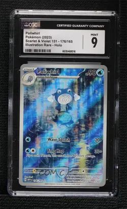 Poliwhirl Illustration Rare Pokemon Scarlet & Violet 151 MEW CGC 9 Mint - Image 1