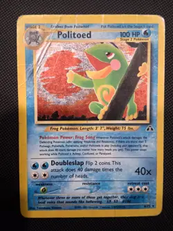 Pokemon TCG Politoed Neo Discovery Holo Damaged - Image 1