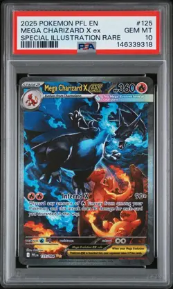 2025 POKEMON PFL EN-PHANTASMAL FLAMES #125 MEGA CHARIZARD X EX PSA 10 - Image 1