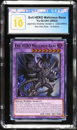 Yu-Gi-Oh! Evil HERO Malicious Bane 2022 LDS3-EN033 Red Ultra Rare 1st Ed CGC 10 - Image 2
