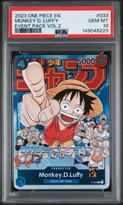 2023 ONE PIECE PROMOS #033 MONKEY D. LUFFY EVENT PACK VOL.2 PSA 10 - Image 1