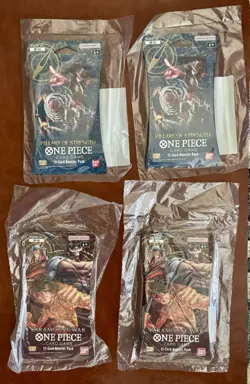 One Piece TCG (2) OP-02 And (2) OP-03 Sleeved Booster Packs Total Of 4 Sealed - Image 1