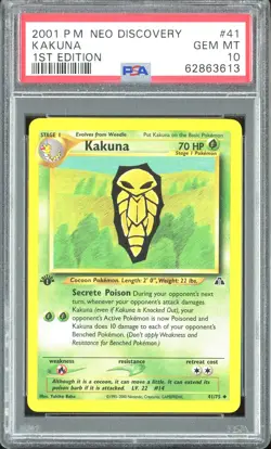 PSA 10 Kakuna 1st Edition Neo Discovery 41/75 Pokemon Card - Image 1