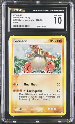 Groudon 102/101 Hidden Legends Holo SWIRL CGC 10 Gem Mint Pokemon Card - Image 1