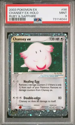 PSA 9 MINT Chansey EX Ultra Rare Pokemon Card 2003 Ex Ruby & Sapphire 96/109 - Image 1