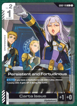 Persistent and Fortudinous - Dual Impact GD02-119 - Gundam Card Game TCG Card - Image 1