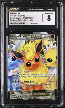 CGC 8 Flareon EX 2016 Generations RC28/RC32 Radiant Collection Holo Pokemon Card - Image 1