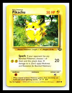 💥 Pikachu 60/64 Jungle Set Non Holo Foil Pokemon 1999 Vintage Card - Image 1