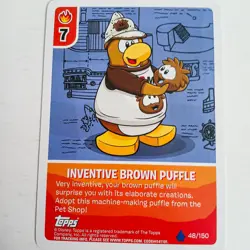 Club Penguin Inventive Brown Puffle Card 48/150 Topps Disney Card-Jitsu - Image 1