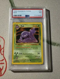 PSA 7 Pokemon TCG Muk Fossil Card 28/62 Unlimited Rare Non-Holo - Image 1