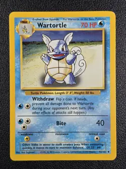 Wartortle Pokemon Base Set #042/102 Uncommon - LP - Image 1