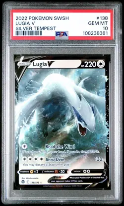 2022 POKEMON SWORD & SHIELD SILVER TEMPEST #138 LUGIA V PSA 10 - Image 1