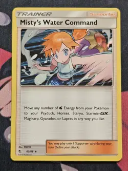 Pokemon Misty's Water Command 63/68 Hidden Fates Holo Rare Trainer English Card - Image 1
