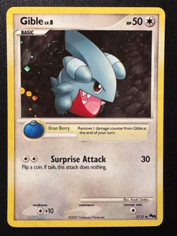 Gible 7/17 POP Series 6 Promo Pokemon Card Cosmos Holo Foil Rare Swirl Near Mint - Image 1