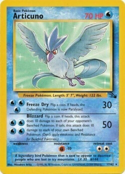 Pokemon TCG - Articuno - 17/62 - Rare - Fossil Unlimited [Moderately Played] - Image 1