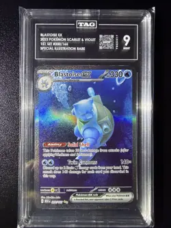 Pokemon Blastoise ex 200/165 SV151 Special Illustration Rare Holo TAG 9 - Image 1