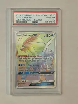 2018 Pokemon Sun & Moon Full Art Suicune GX Lost Thunder Secret PSA 10 220/214 - Image 1