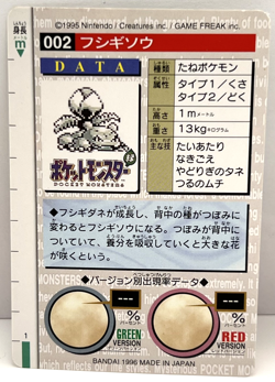1996 Pokemon Japanese Bandai Carddass Red Ivysaur No. 002 (MM93) - Image 2