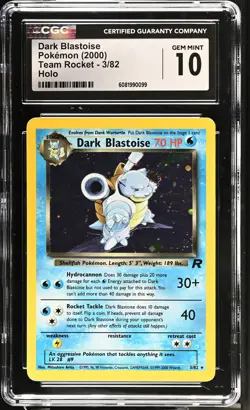 2000 Pokemon Team Rocket Dark Blastoise Holo CGC 10 #3/82 - Image 1