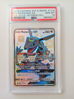 Pokemon Hidden Fates Full Art Shiny Rayquaza GX 177a/168 Promo Graded PSA 10 - Image 1