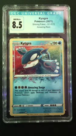 Kyogre 021/072 CGC 8.5 near MINT Amazing Rare Shining Fates POKEMON TCG - Image 1
