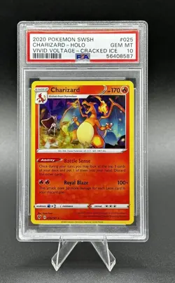 2020 Pokemon Sword & Shield Vivid Voltage Cracked Ice Charizard-Holo #025 PSA 10 - Image 1