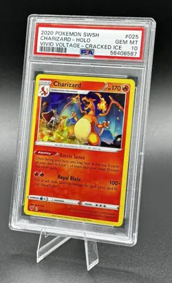 2020 Pokemon Sword & Shield Vivid Voltage Cracked Ice Charizard-Holo #025 PSA 10 - Image 4