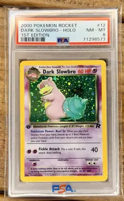 2000 Pokemon Dark Slowbro 12/82 Team Rocket Holo PSA 8 - Image 1