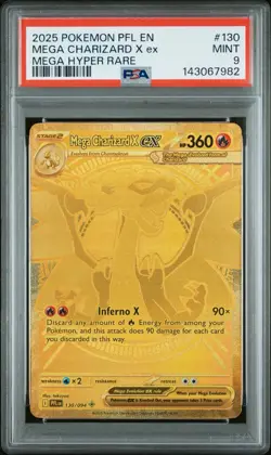 2025 POKEMON MEGA CHARIZARD X EX PHANTASMAL FLAMES 130 ENGLISH PSA 9 MINT - Image 1