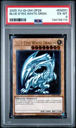 Blue Eyes White Dragon Op28-EN001 Ultimate Rare Yugioh PSA 6 *174 - Image 1