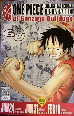 One Piece Monkey D. Luffy US College BBall SEALED Promo Card GONZAGA (+ poster) - Image 3