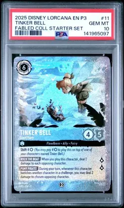 Tinker Bell Giant Fairy Glimmer Foil Promo Fabled Starter Disney Lorcana PSA 10 - Image 1